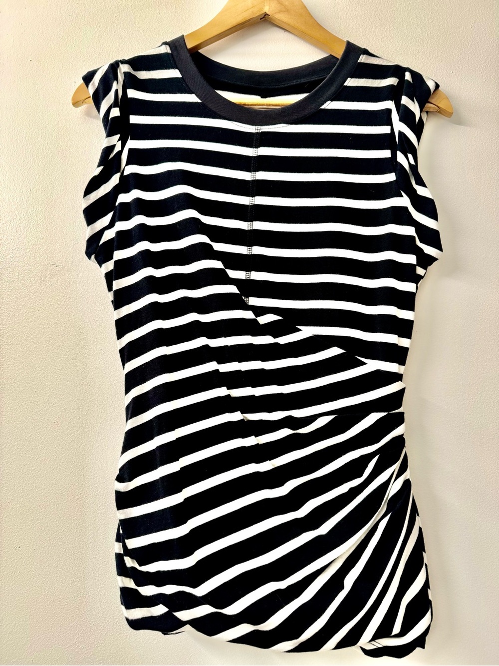 Black and White Striped Cap Sleeve Top